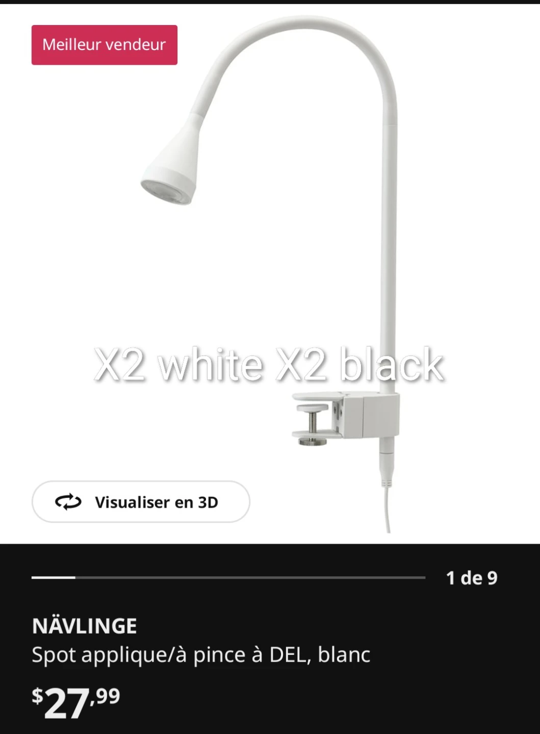 Ikea NÄVLINGE LED Clamp Spot Lamp - White - photo 3