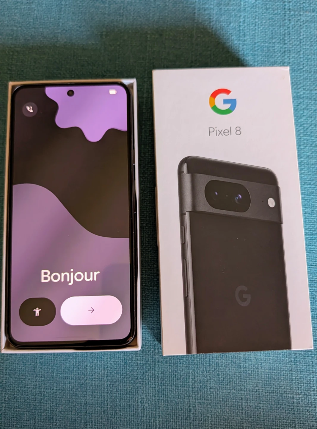 Google Pixel 8 Smartphone with Charger and Box