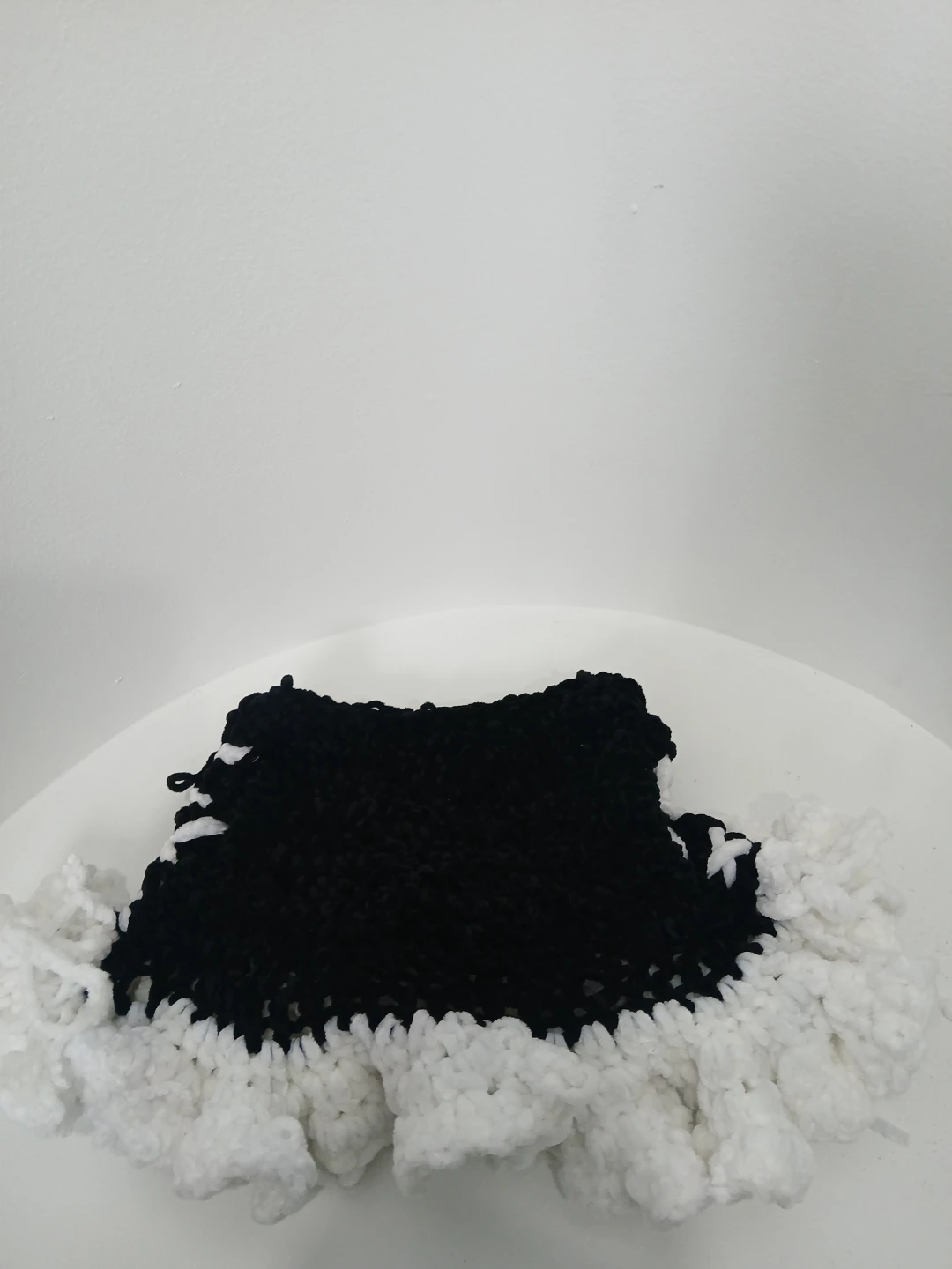 Black and White Cat-eared Crochet Bucket Hat - photo 3
