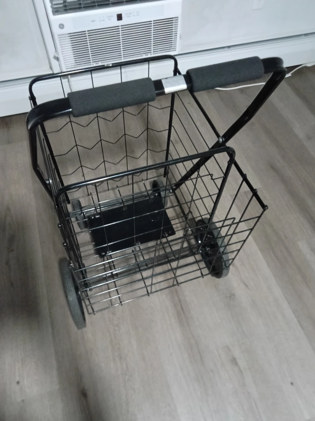 Black Metal Rolling Shopping Cart with Handle