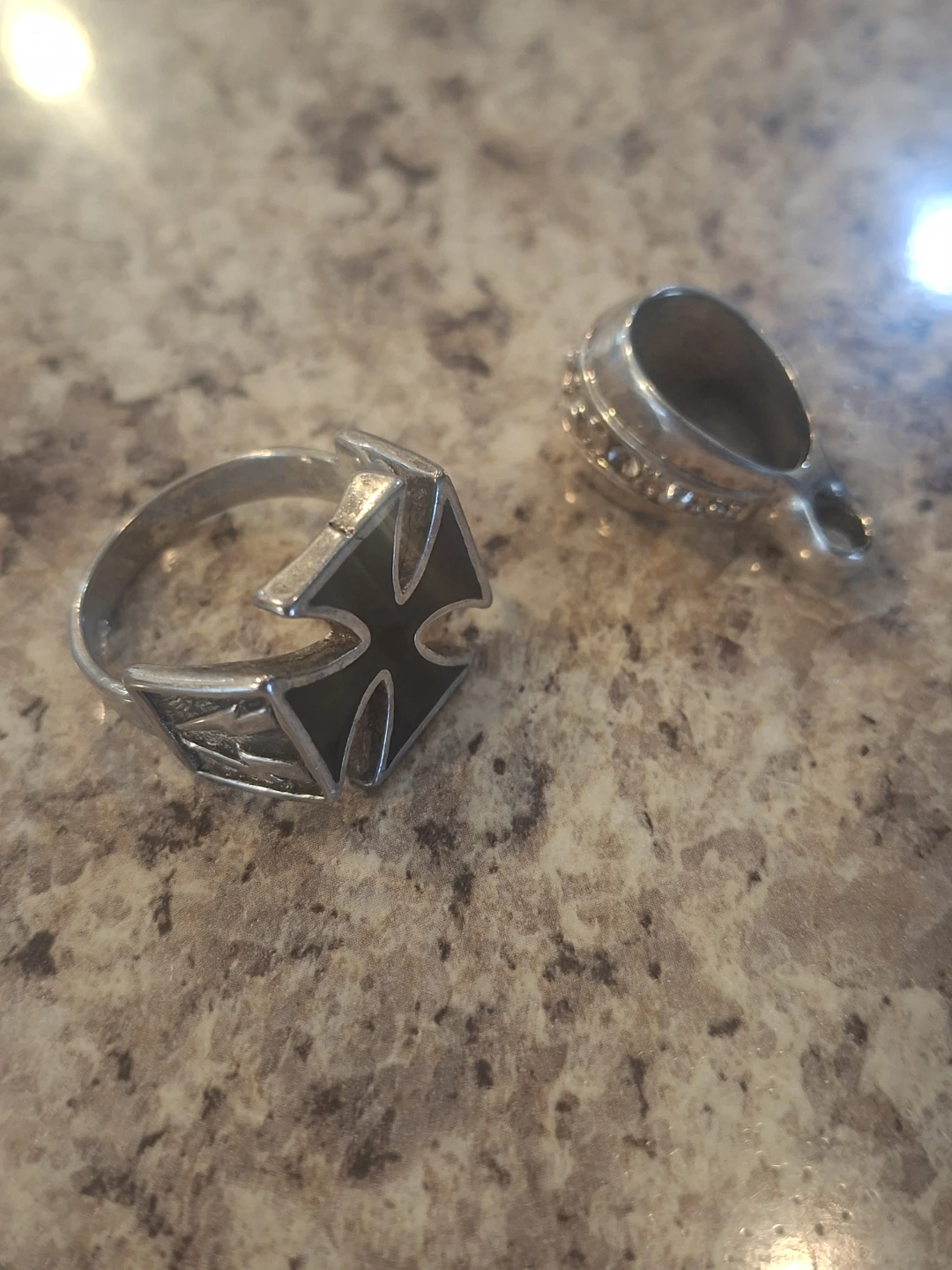 Vintage Silver Ring with Iron Cross Design & silver pendant - photo 4