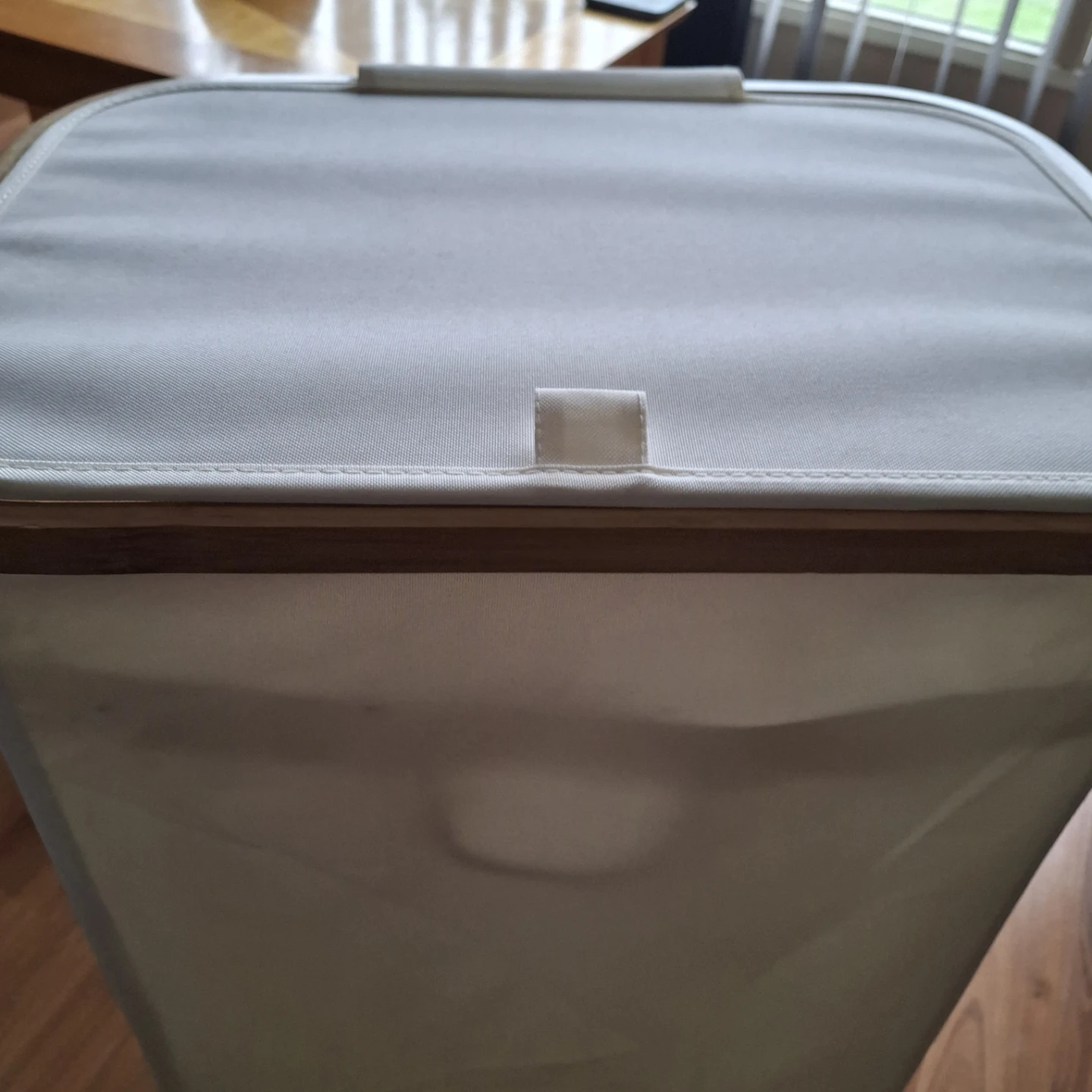 White Laundry Hamper with Bamboo Frame and liner - photo 4