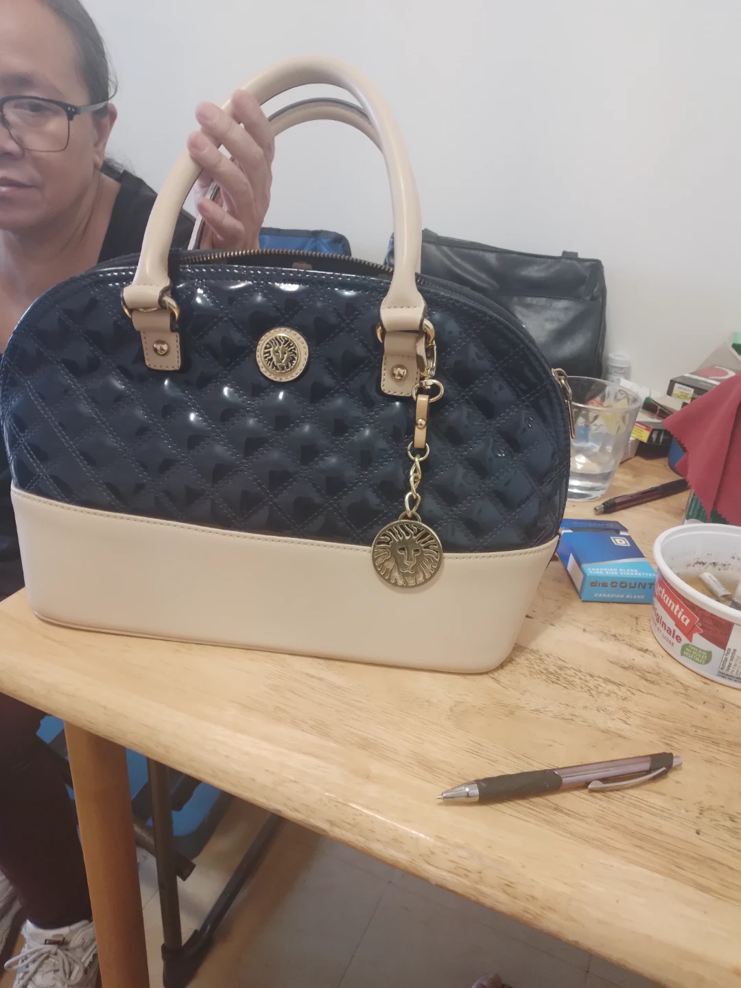Anne Klein Quilted Dome Satchel Handbag