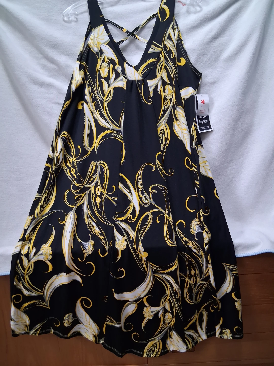 Marallis Collection Dress XXL/TTG Black Yellow Floral Pattern