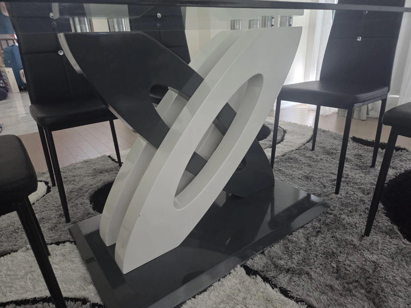 Glass Dining Table with 6 Black Chairs - photo 4