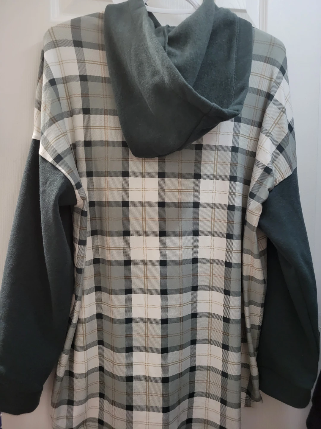 Hooded Button-Up Plaid green shirt - photo 2