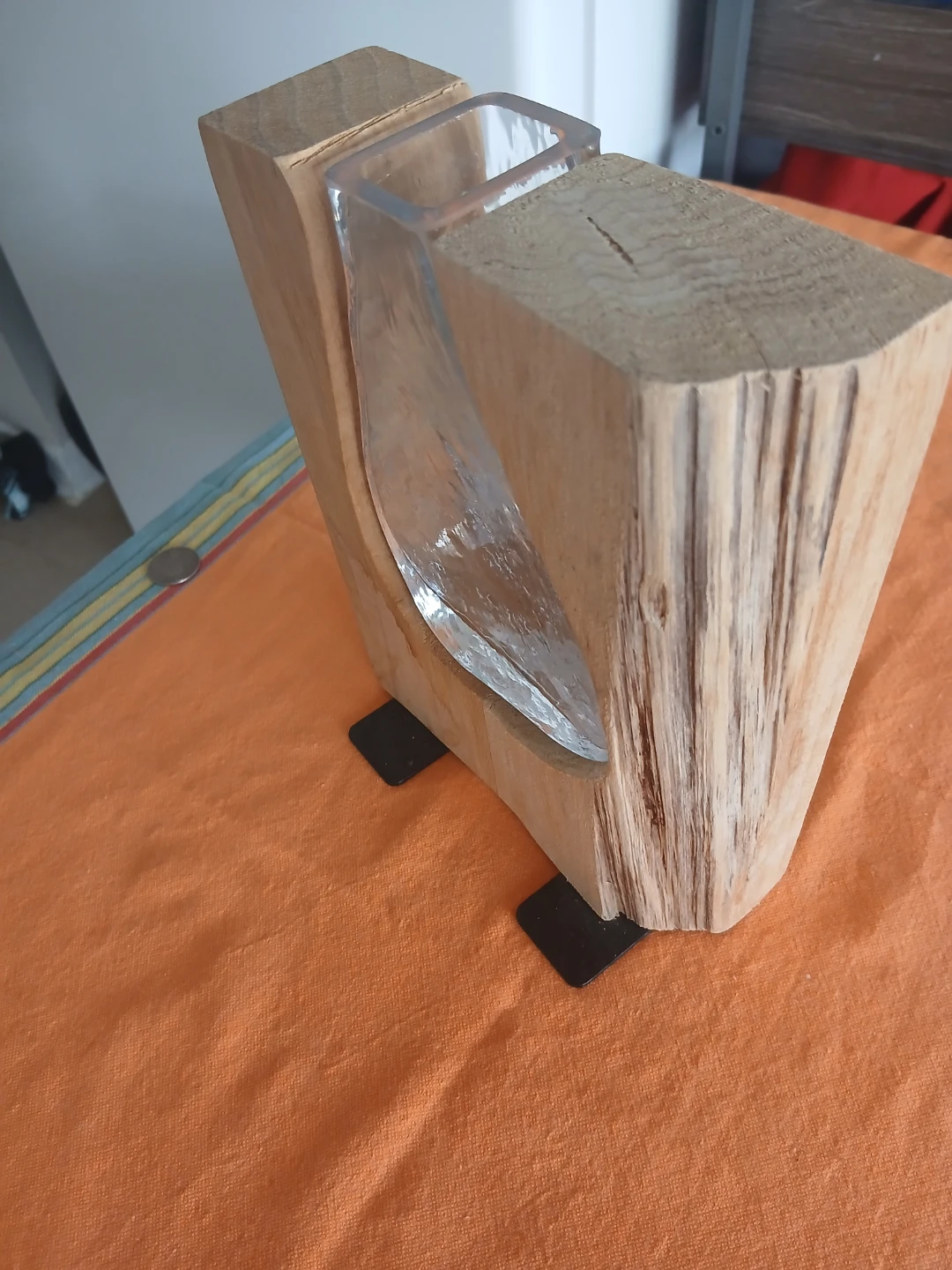 Unique Wooden Vase with Glass Insert - photo 2