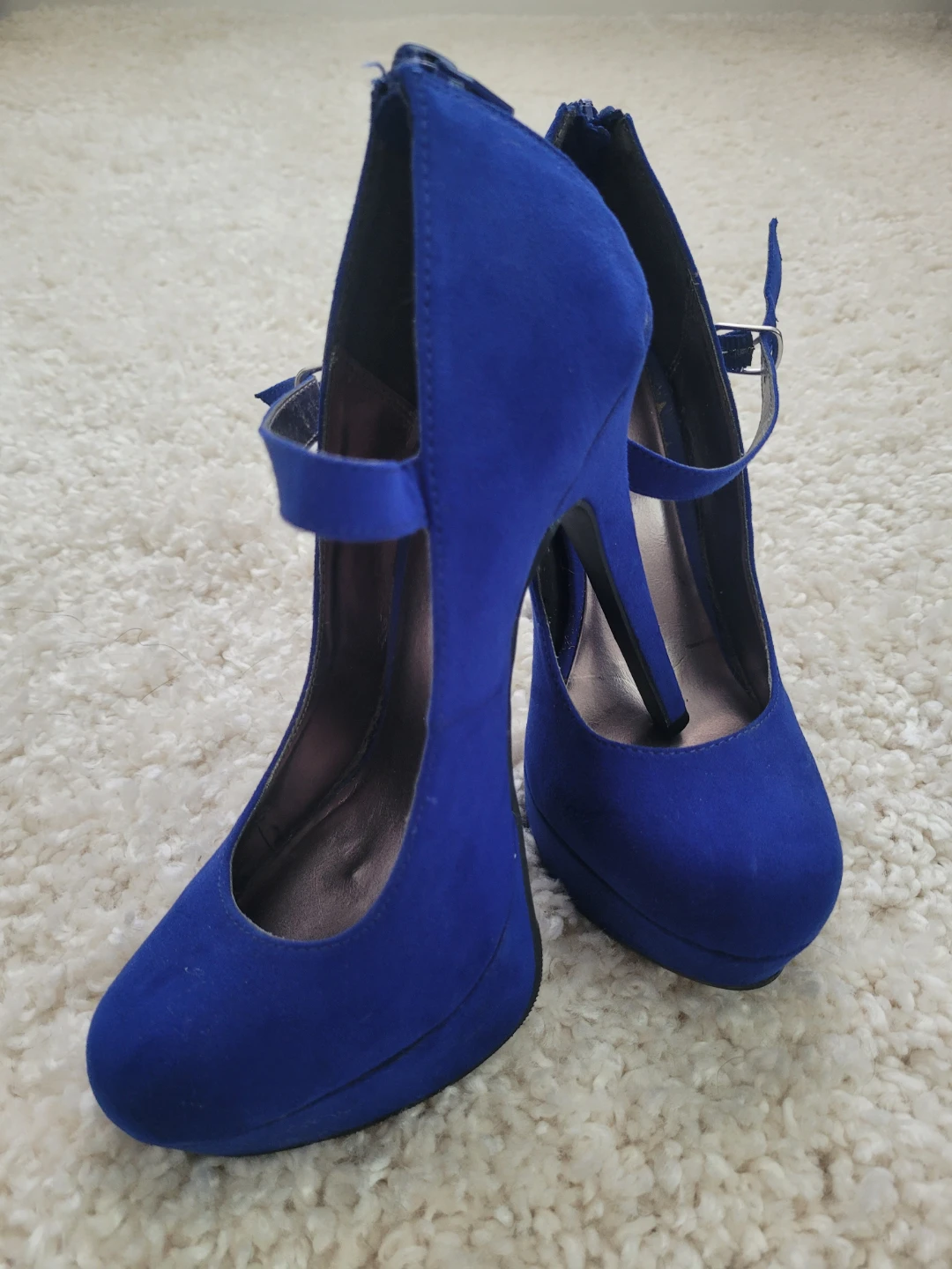 Royal Blue Suede Platform Heels - photo 2