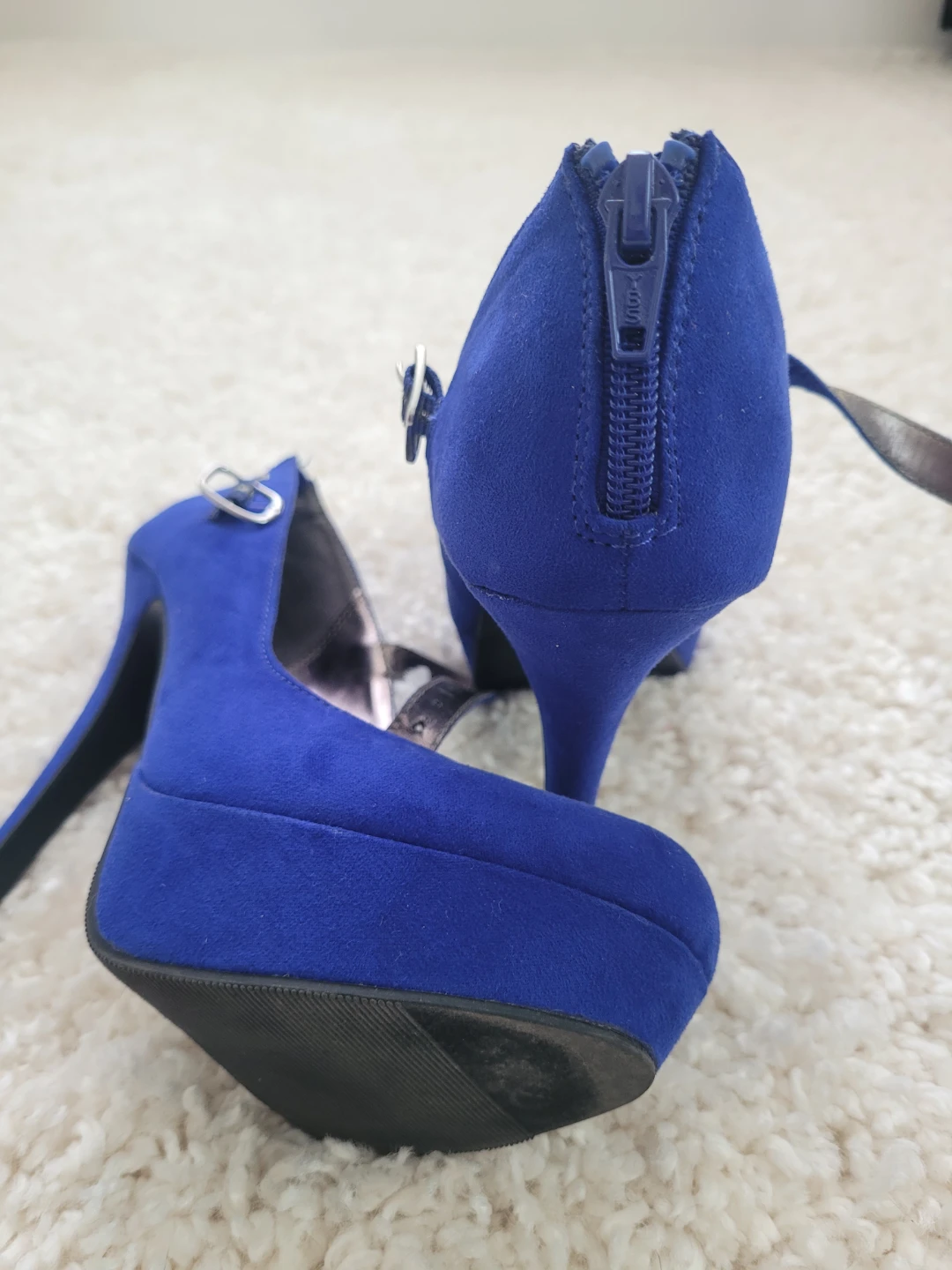 Royal Blue Suede Platform Heels - photo 3