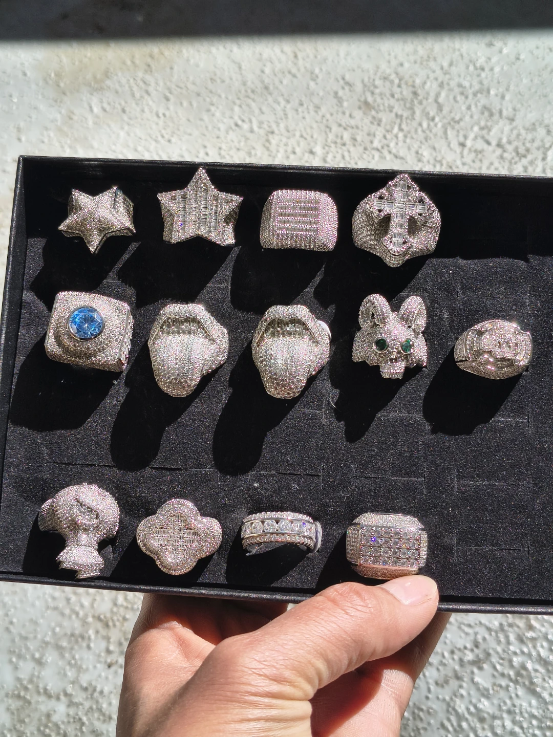 925 silver moisanite Assorted Bling Rings Set - photo 2