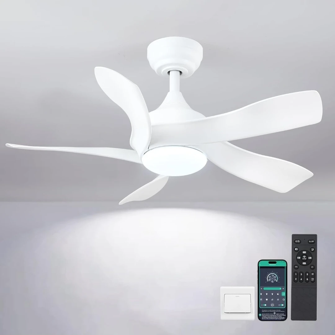 White 36-inch Ceiling Fan with LED Light