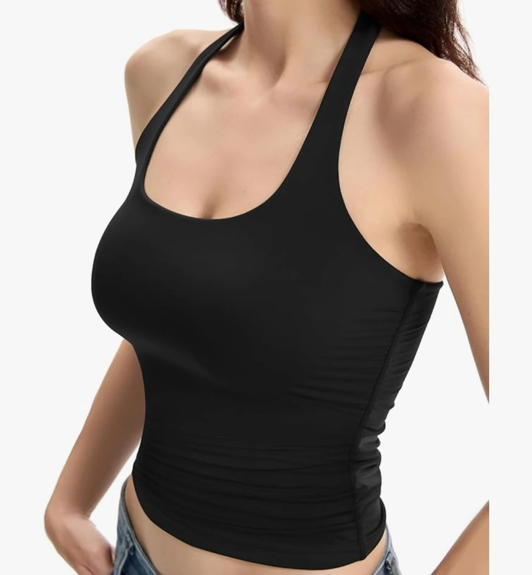 New Black Ruched Halter Tank Top -Small - photo 2