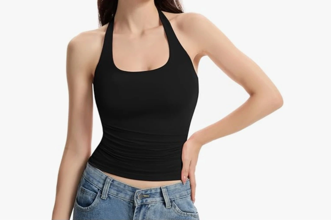 New Black Ruched Halter Tank Top -Small - photo 4