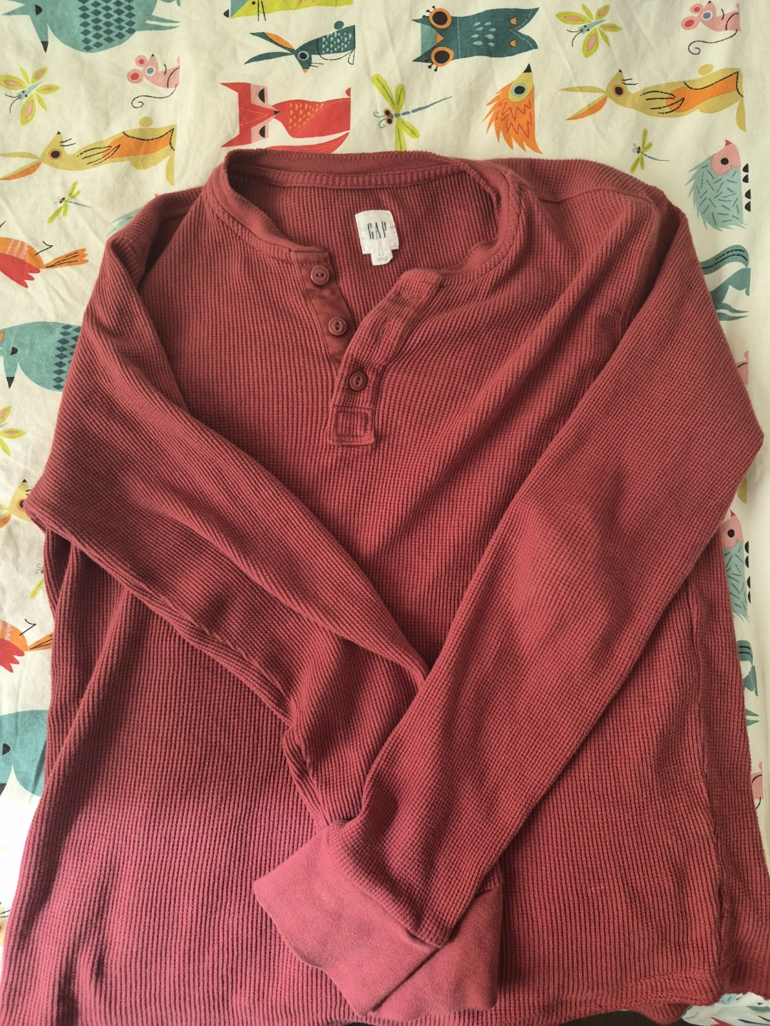 GAP Red Thermal Henley Long Sleeve Shirt