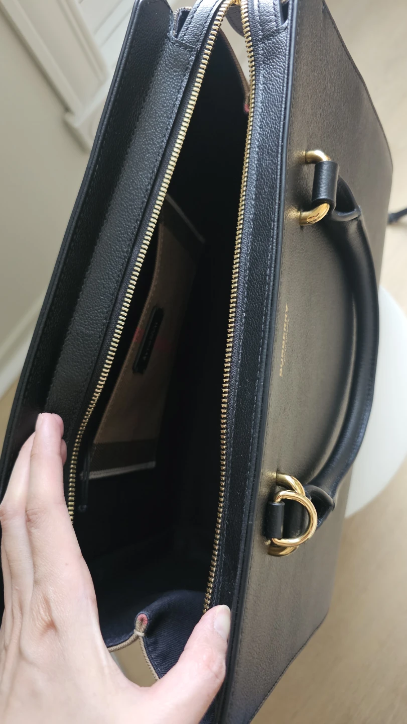 Burberry Black Leather & Canvas Tote Bag with Strap - photo 4