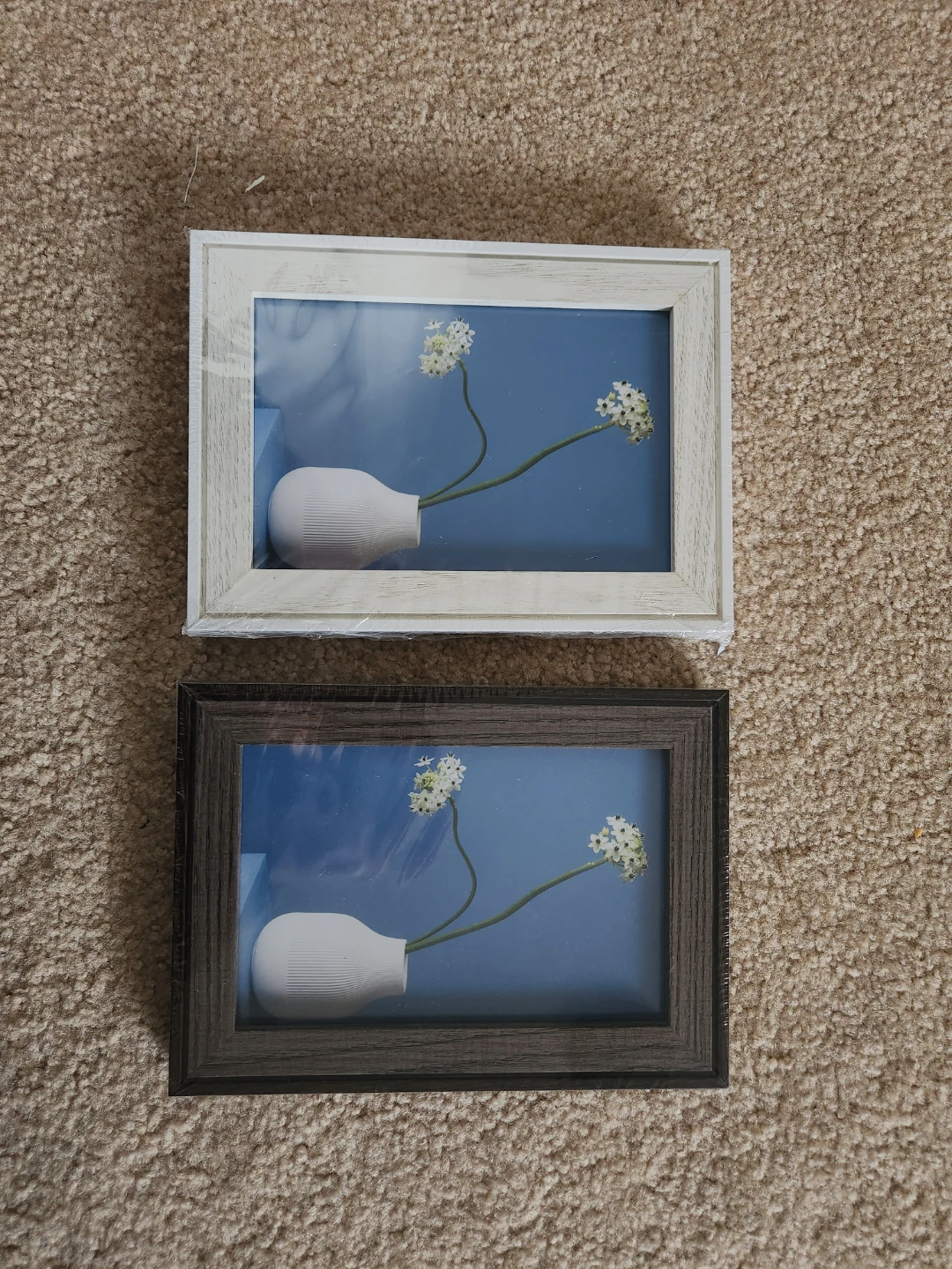 Set of 2 Picture Frames - White and Dark Wood Finish