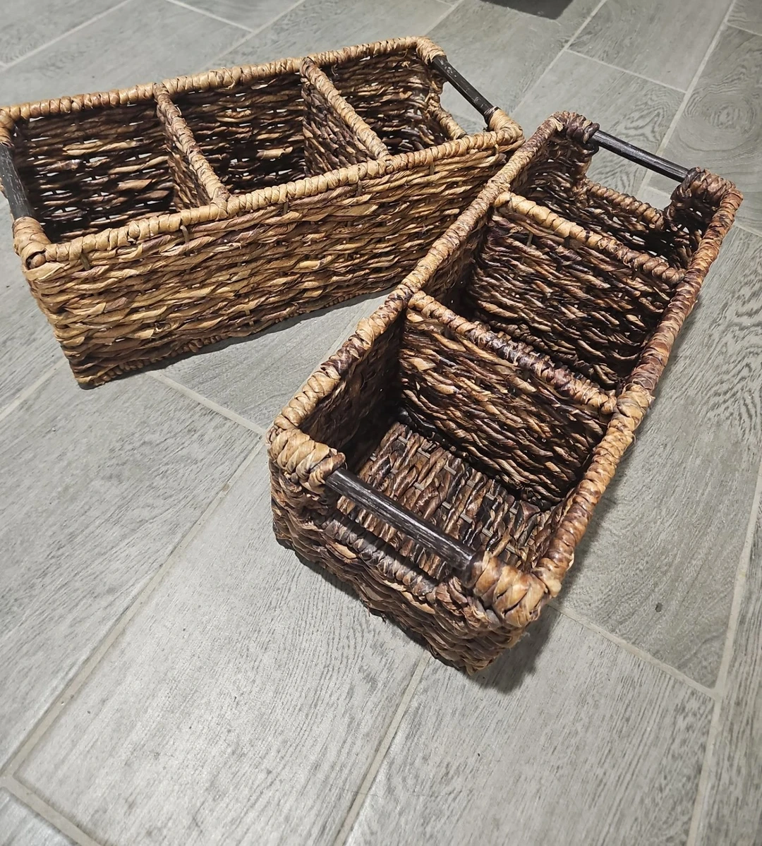 3-section hand-woven storage baskets - photo 2