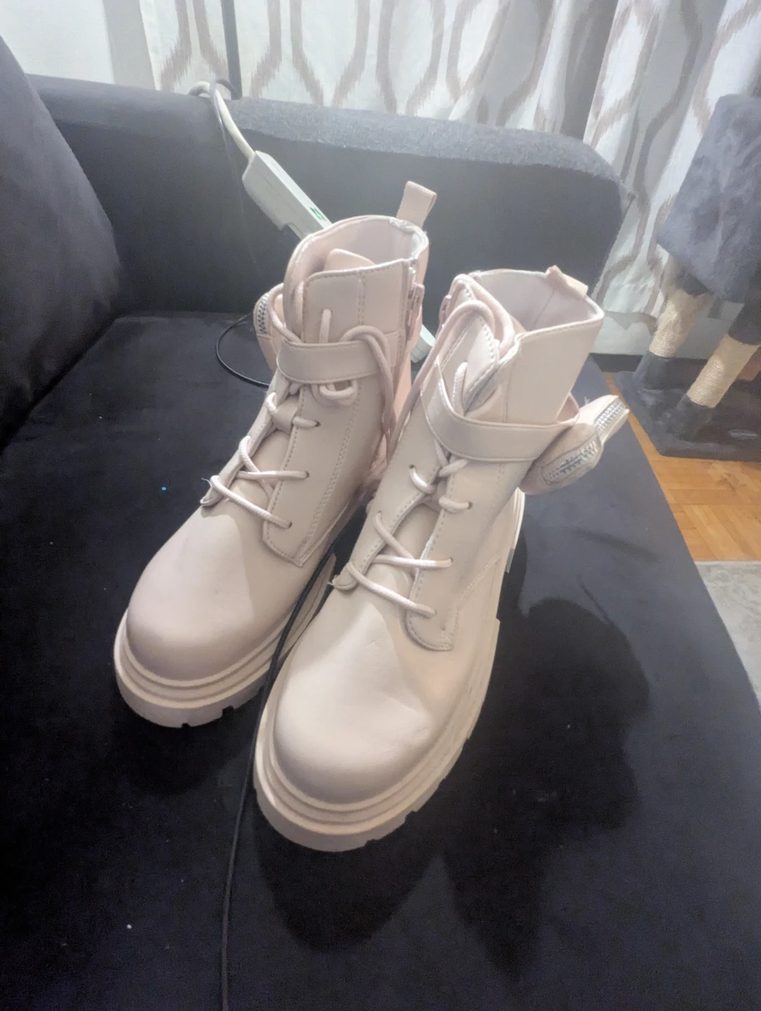Light Pink Combat Boots