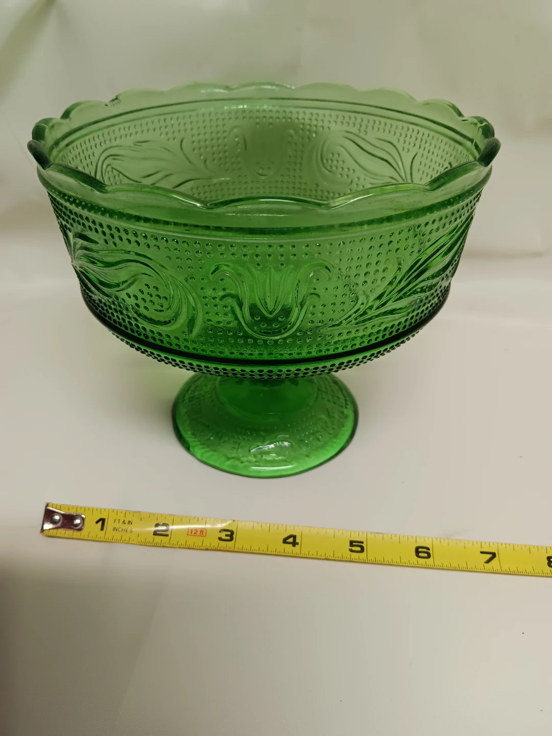 Green Glass Pedestal Candy Dish
