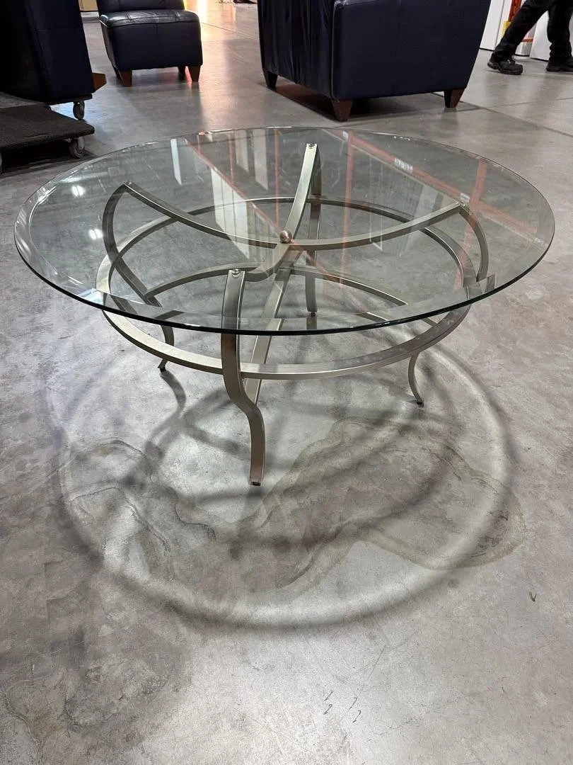 Glass Top Coffee Table with Metal Base