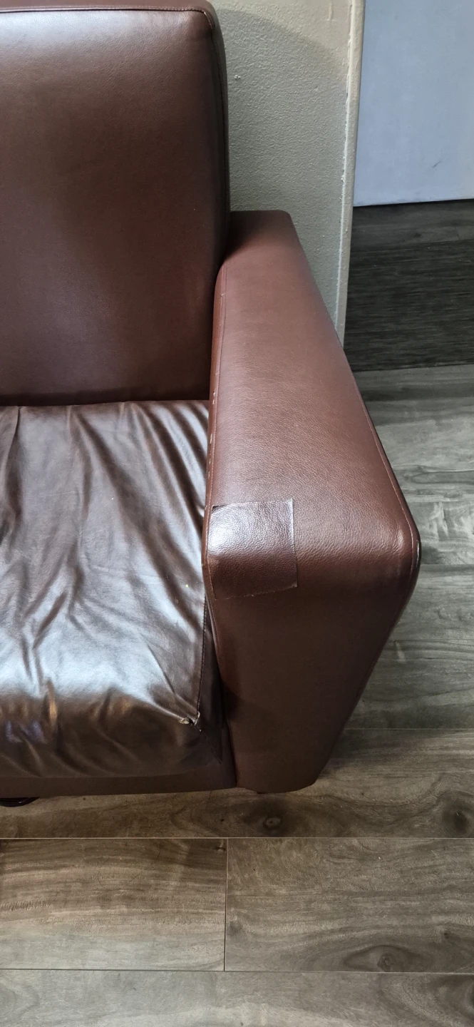Brown Faux Leather Sofa - photo 4