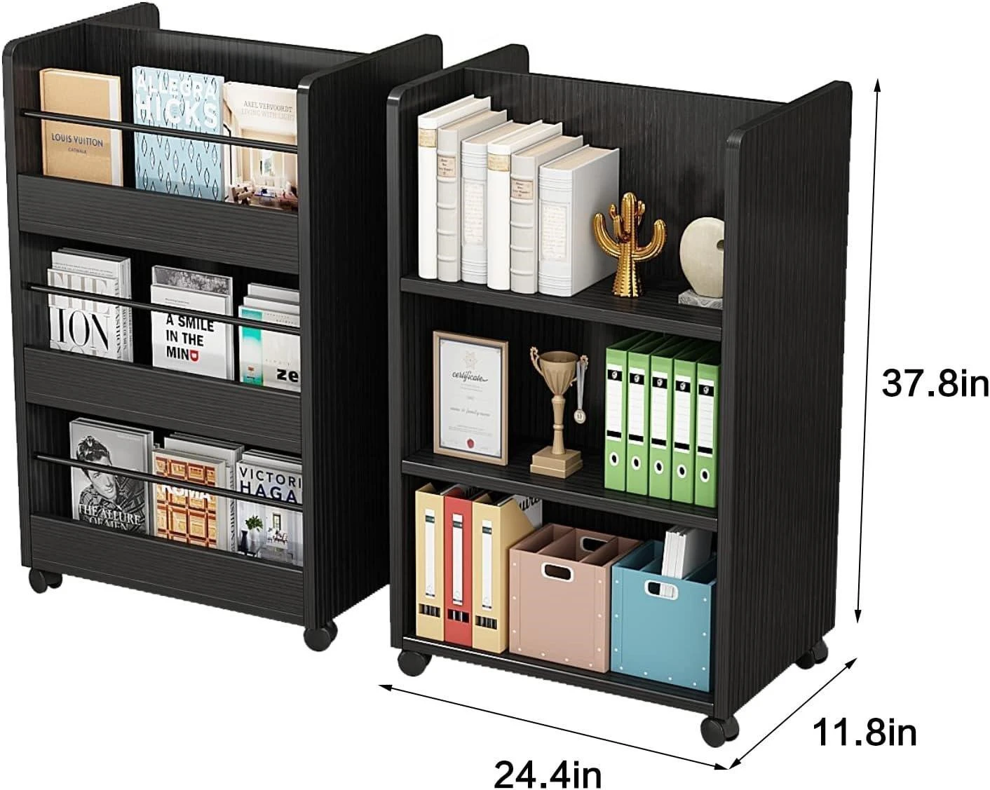 Dark Wood 4-Tier Movable Bookshelf - photo 5