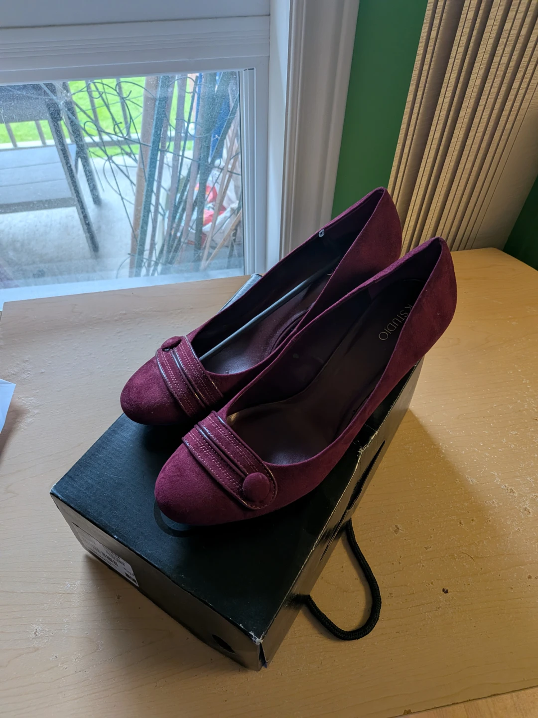Souliers à talons hauts K STUDIO pour femme, bordeaux, suède - photo 2