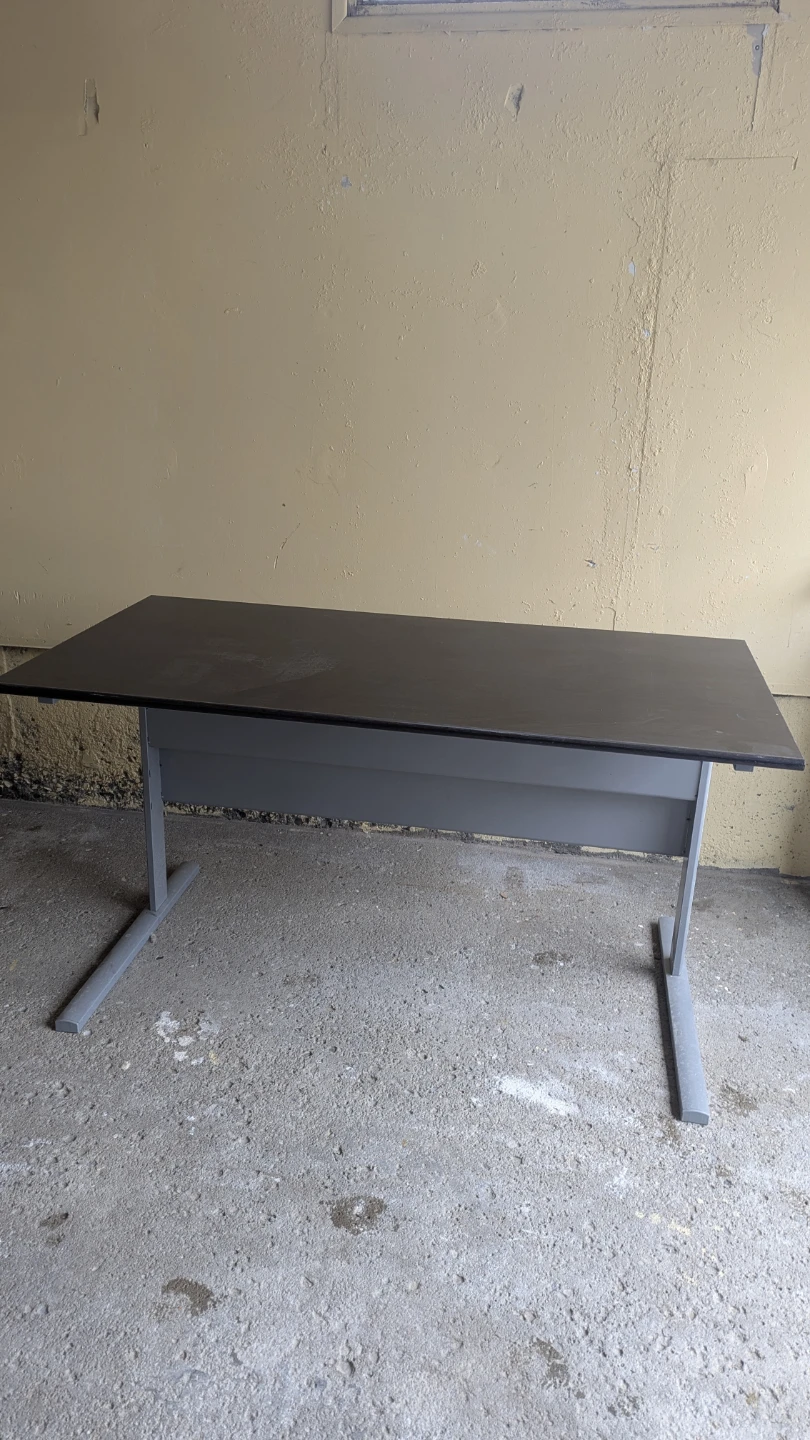 Dark brown desk with metal legs - photo 2