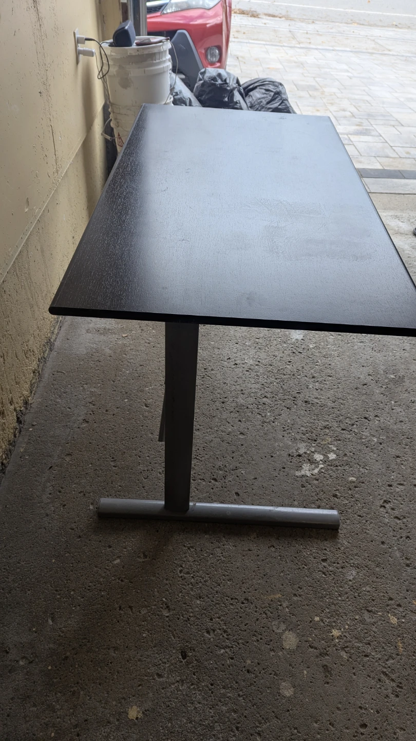 Dark brown desk with metal legs - photo 3