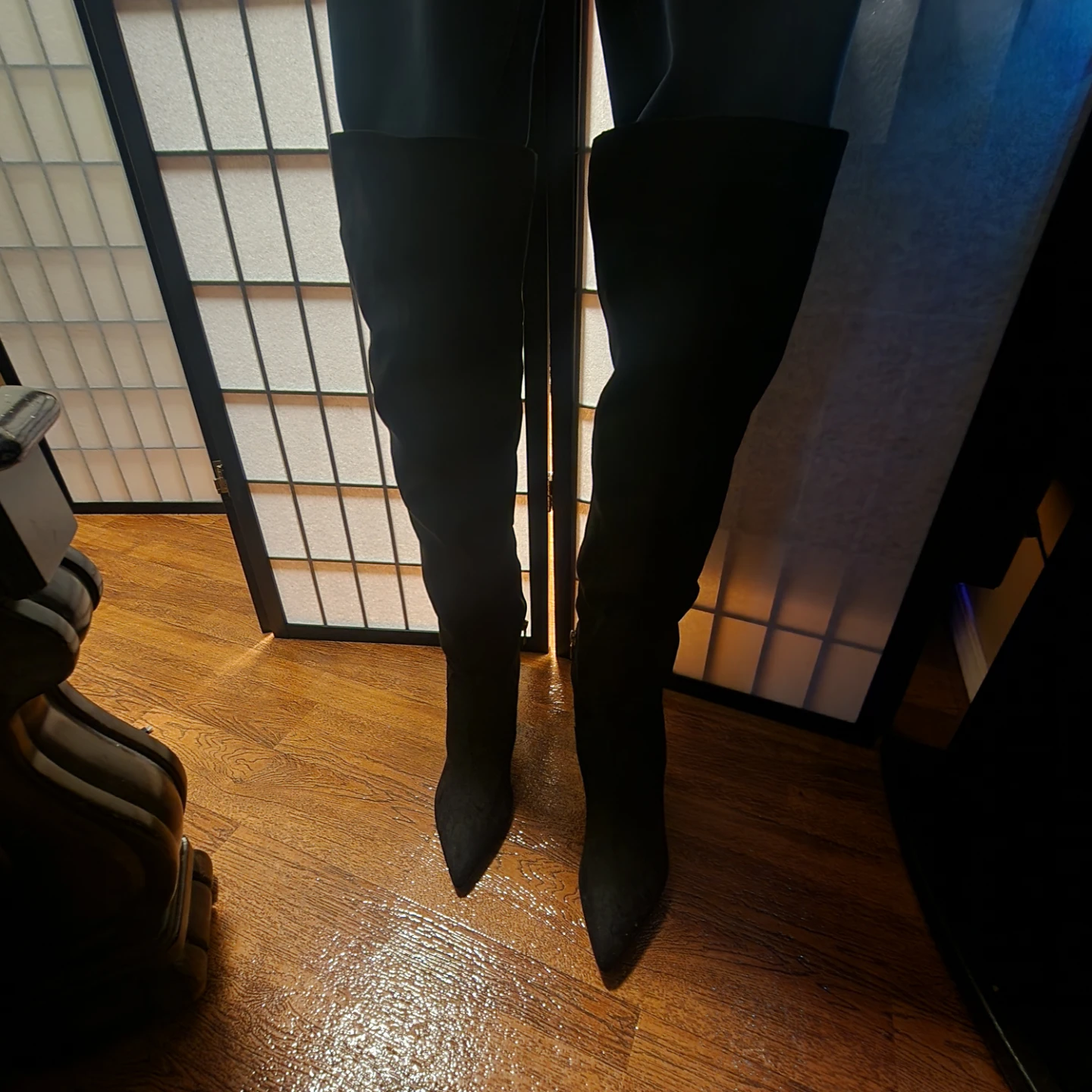 Black Suede Over-the-Knee Boots - photo 4