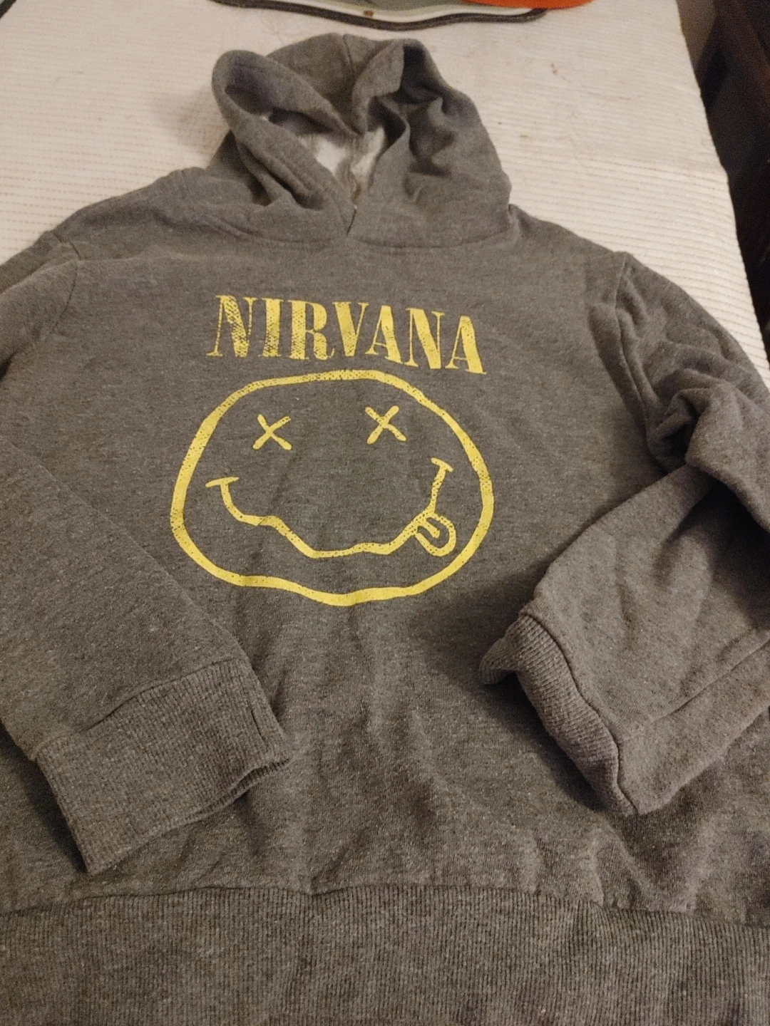 Nirvana Smiley Face Hoodie - Grey - Size L (10-12)