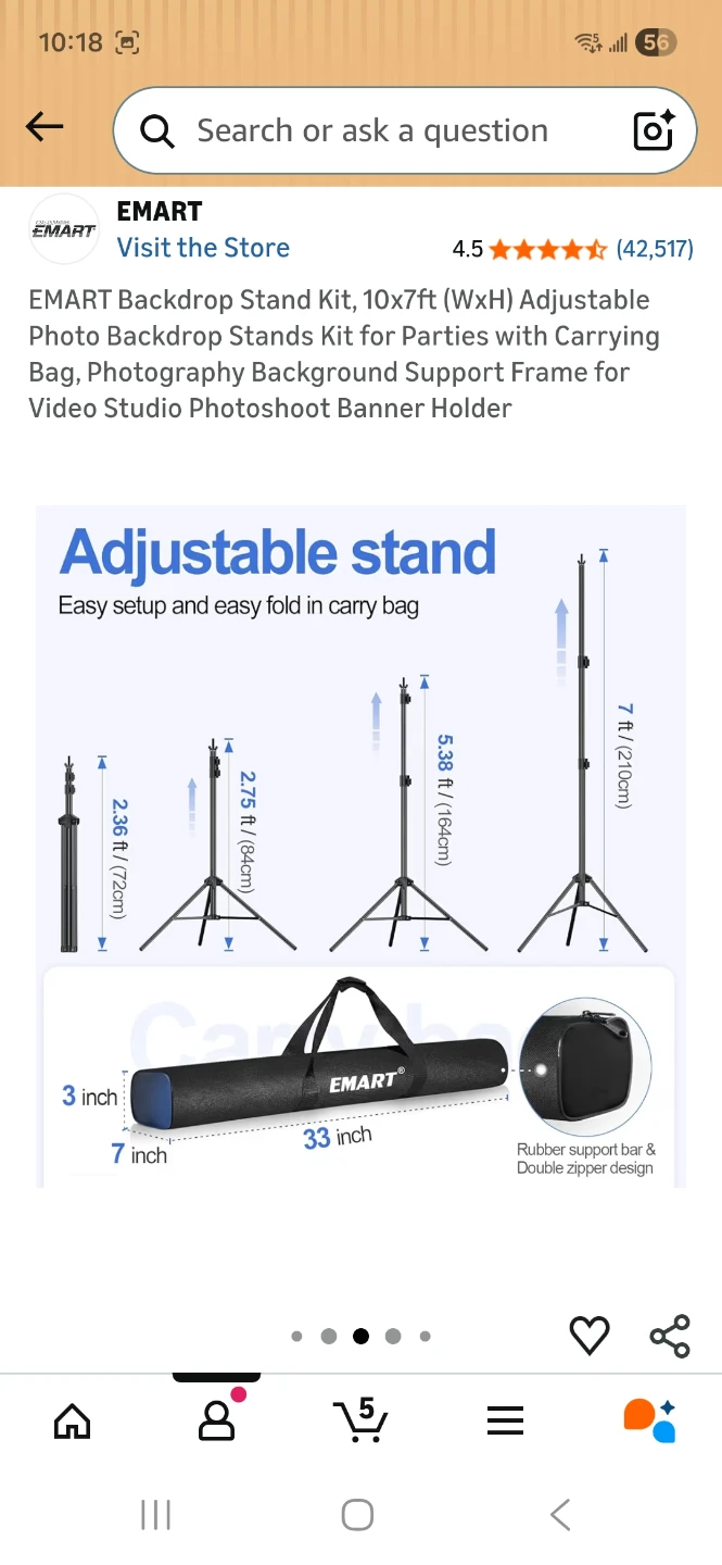 EMART 10x7ft Adjustable Backdrop Stand Kit - photo 3