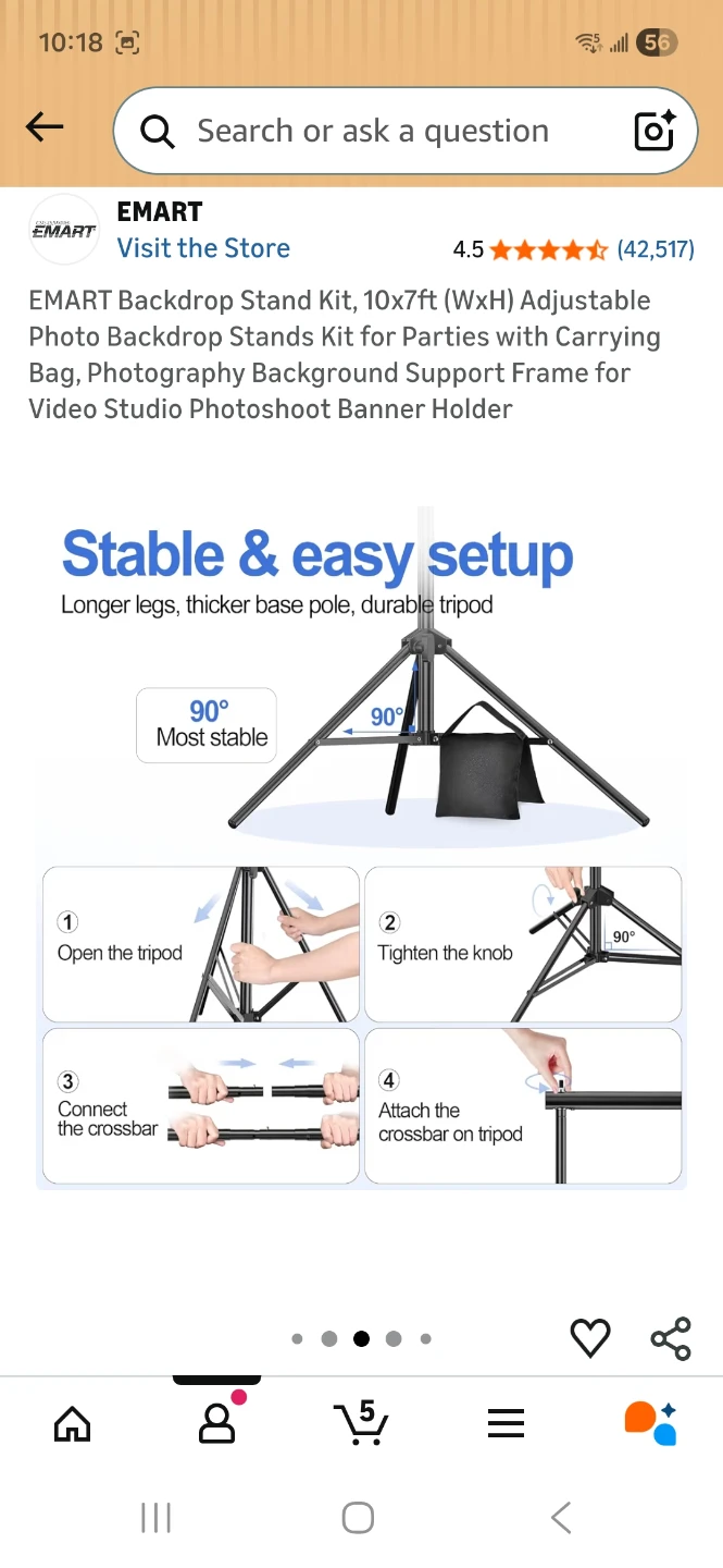EMART 10x7ft Adjustable Backdrop Stand Kit - photo 4
