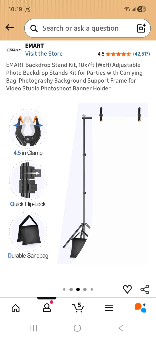 EMART 10x7ft Adjustable Backdrop Stand Kit - photo 5