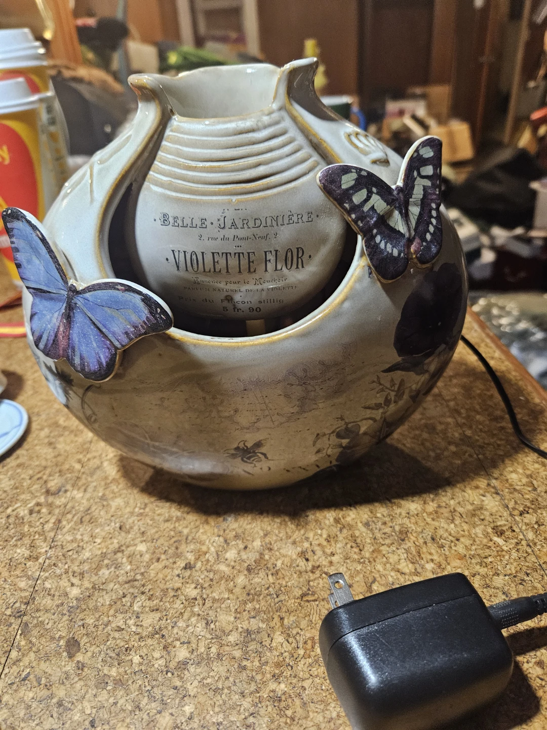Decorative Ceramic Vase with Butterfly and Dragonfly Accents - photo 2