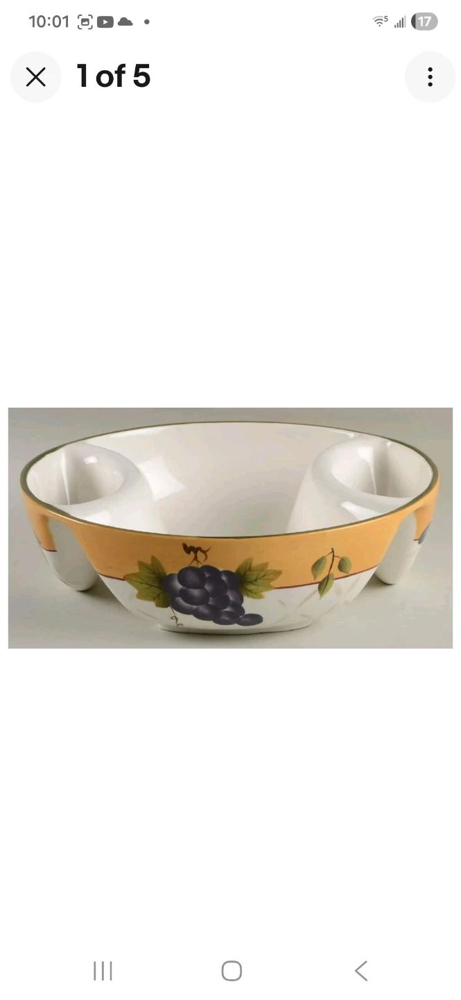 VTG Home Interiors Sonoma Villa Divided Chip Dip Bowl