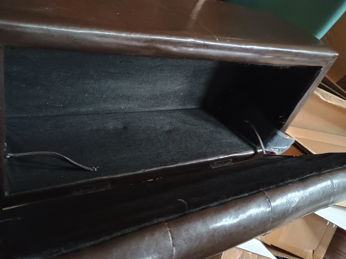 Dark Brown Tufted Storage Ottoman Bench