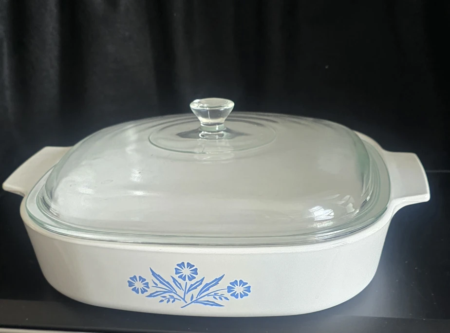 CorningWare Blue Flower Casserole Dish with Glass Lid