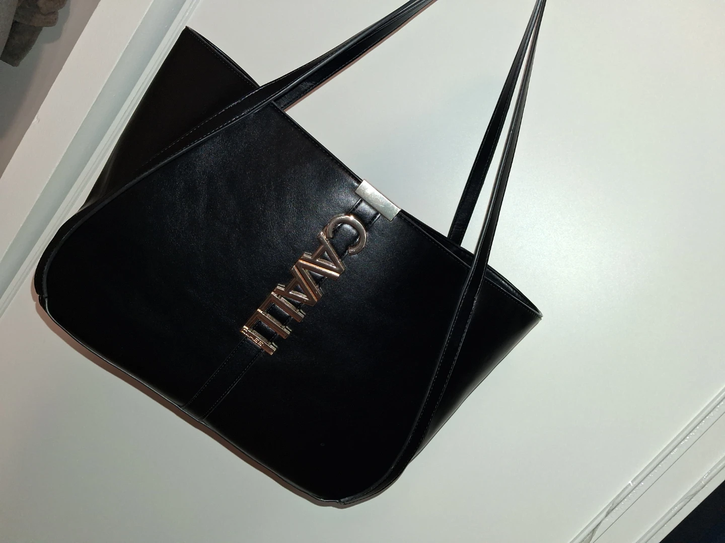 Black Tote Bag with "Cavalli" Logo