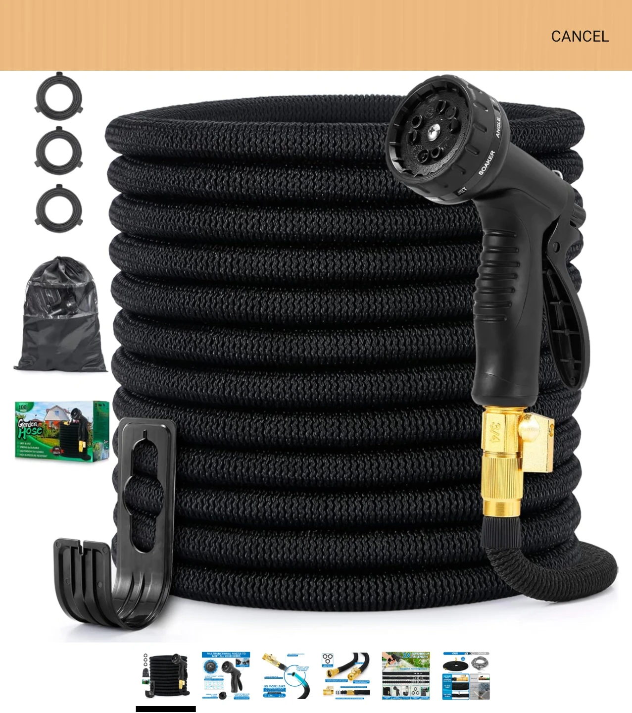 Expandable Garden Hose 100ft with 10 Spray Patterns Nozzle