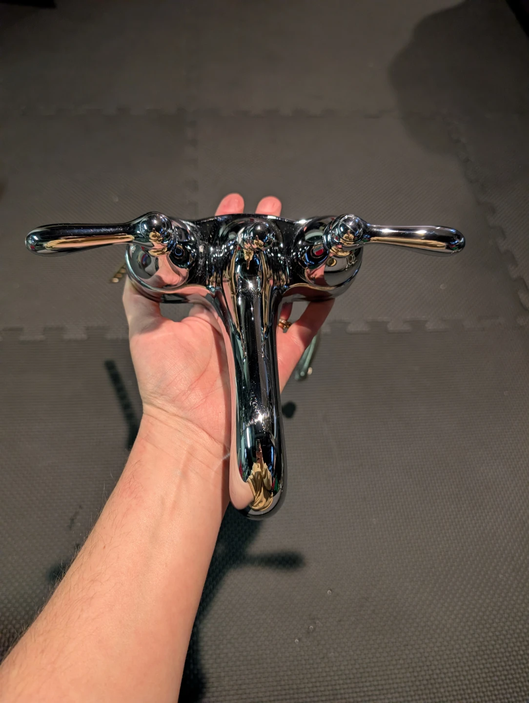 Chrome bathroom sink faucet