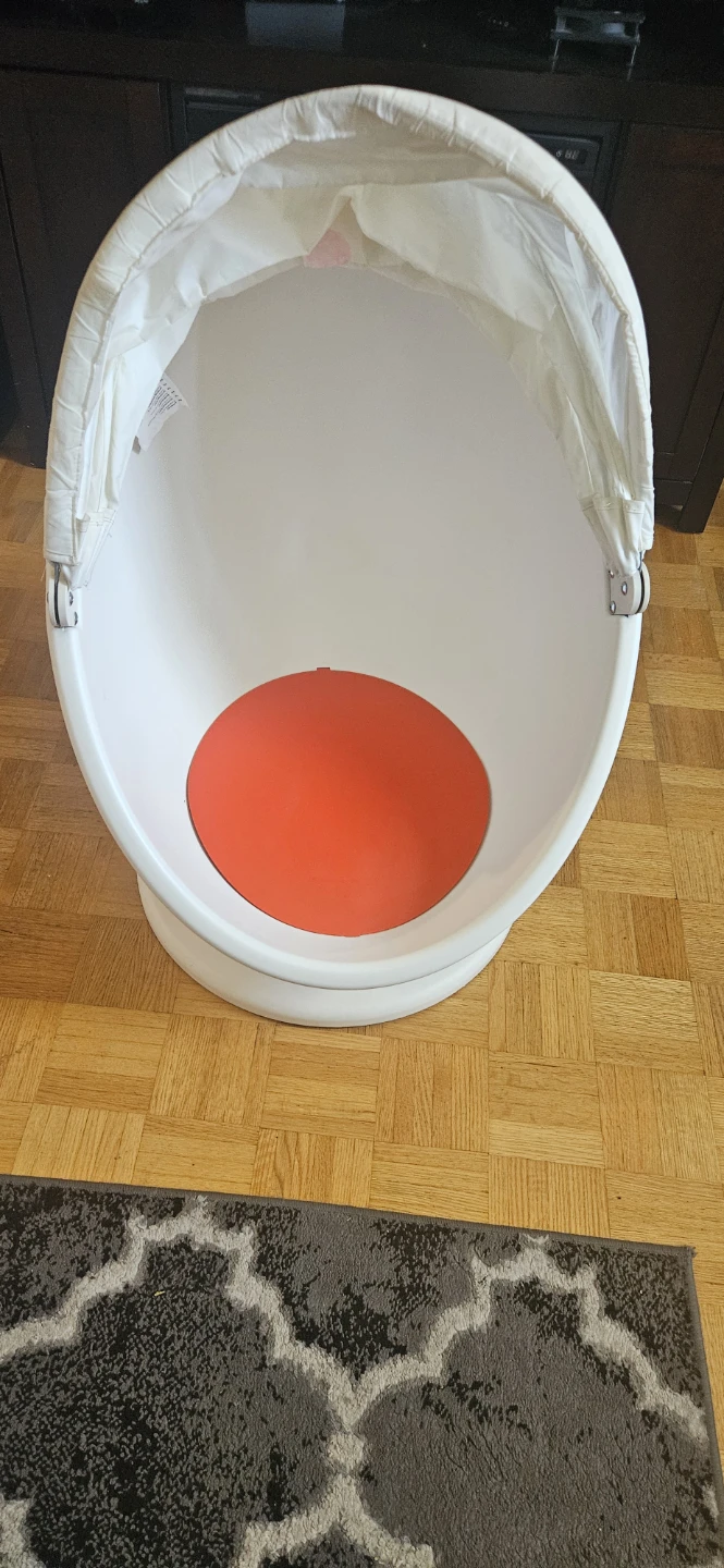 White Pod Chair with Orange Seat Cushion - photo 2