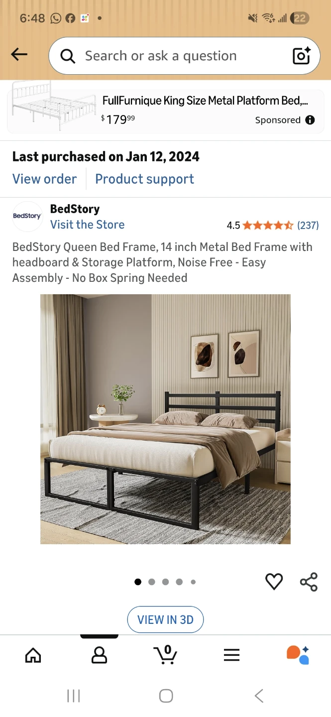 BedStory Queen Size 14 Inch Metal Bed Frame