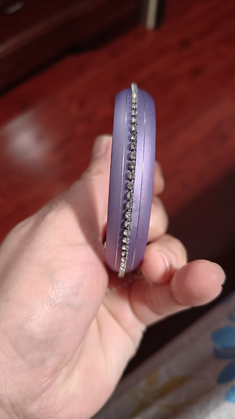 Purple Bangle Bracelet with Rhinestones