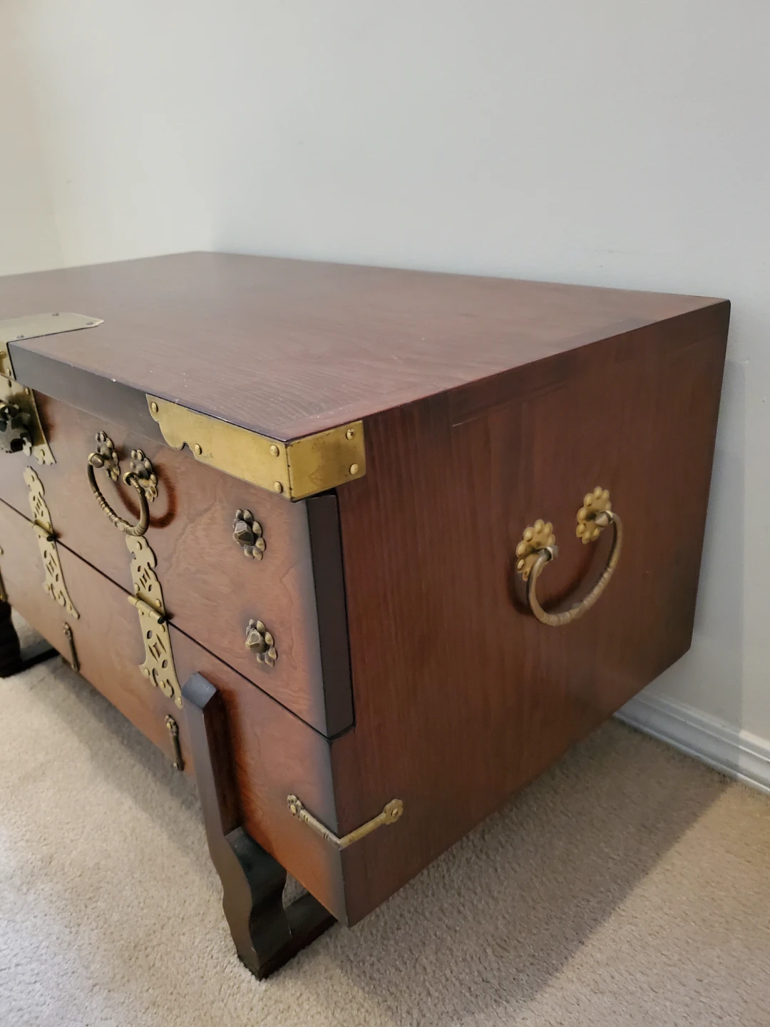 Vintage Decorative Wooden Chest with Brass Hardware - photo 3
