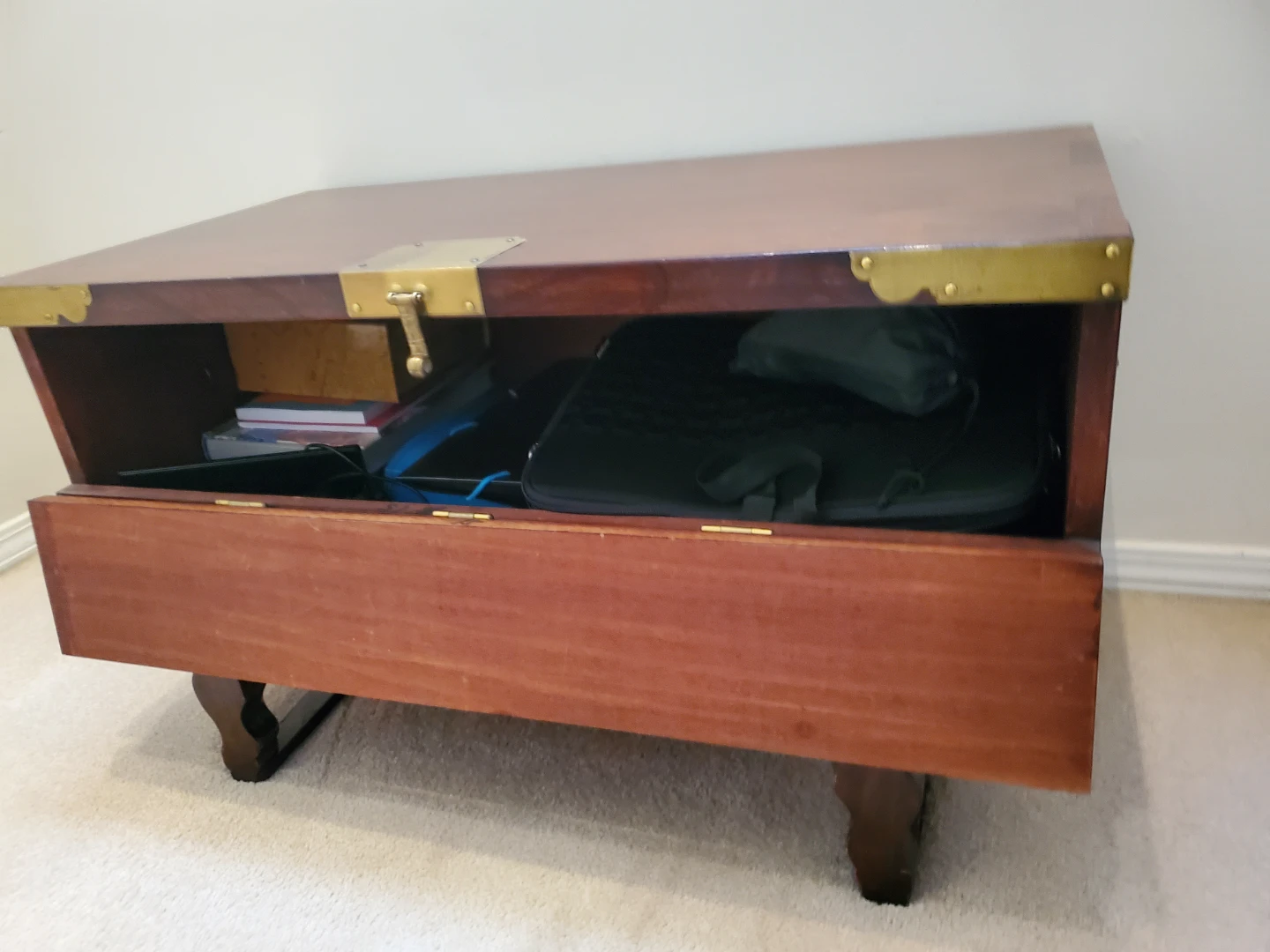 Vintage Decorative Wooden Chest with Brass Hardware - photo 4