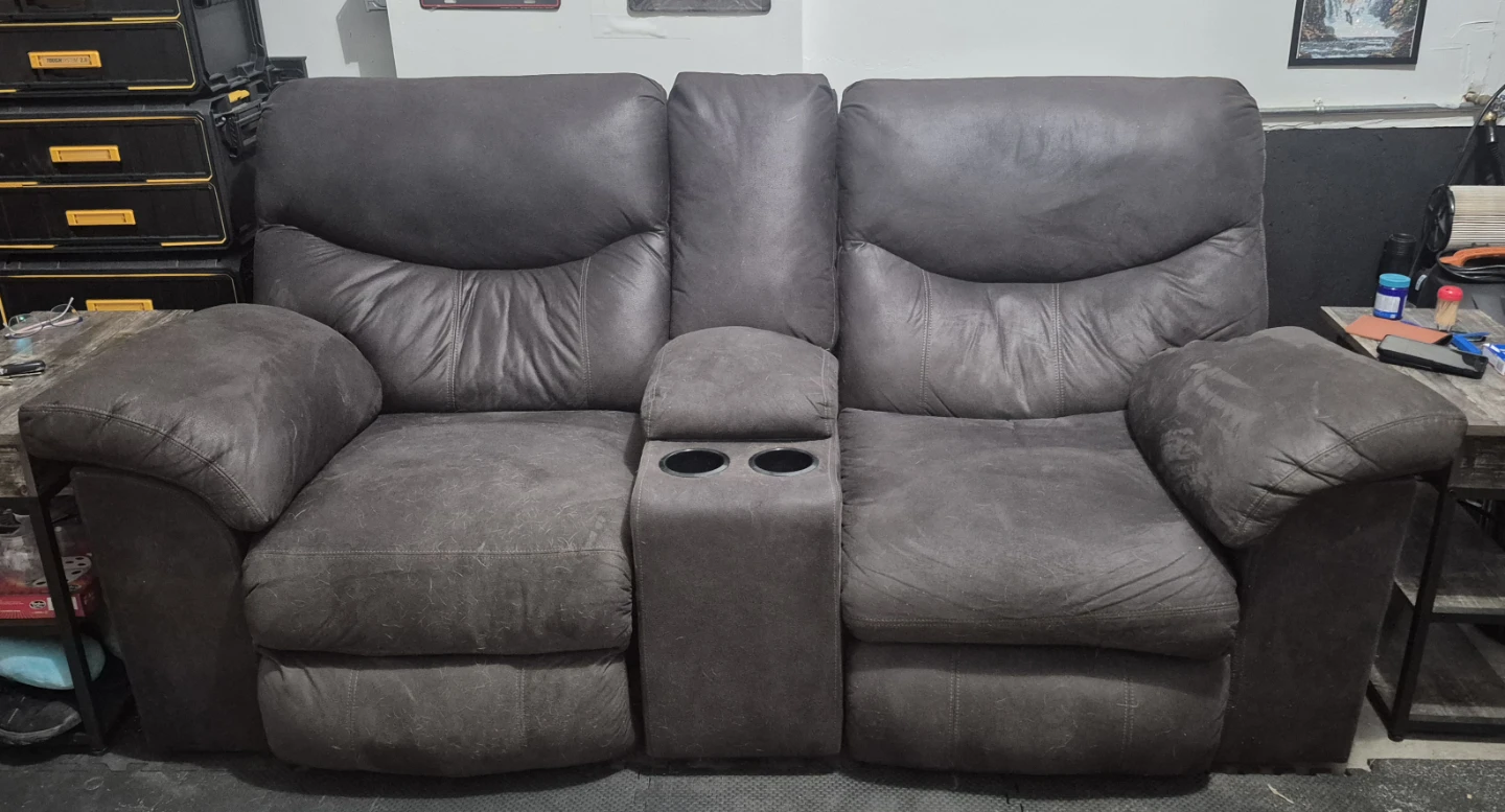 Grey Reclining Loveseat with Cup Holders