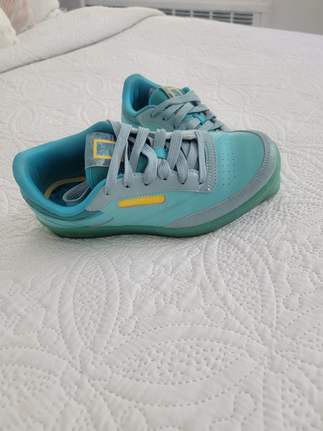 Reebok Club C 85 Vintage Shoes Teal Yellow - photo 3
