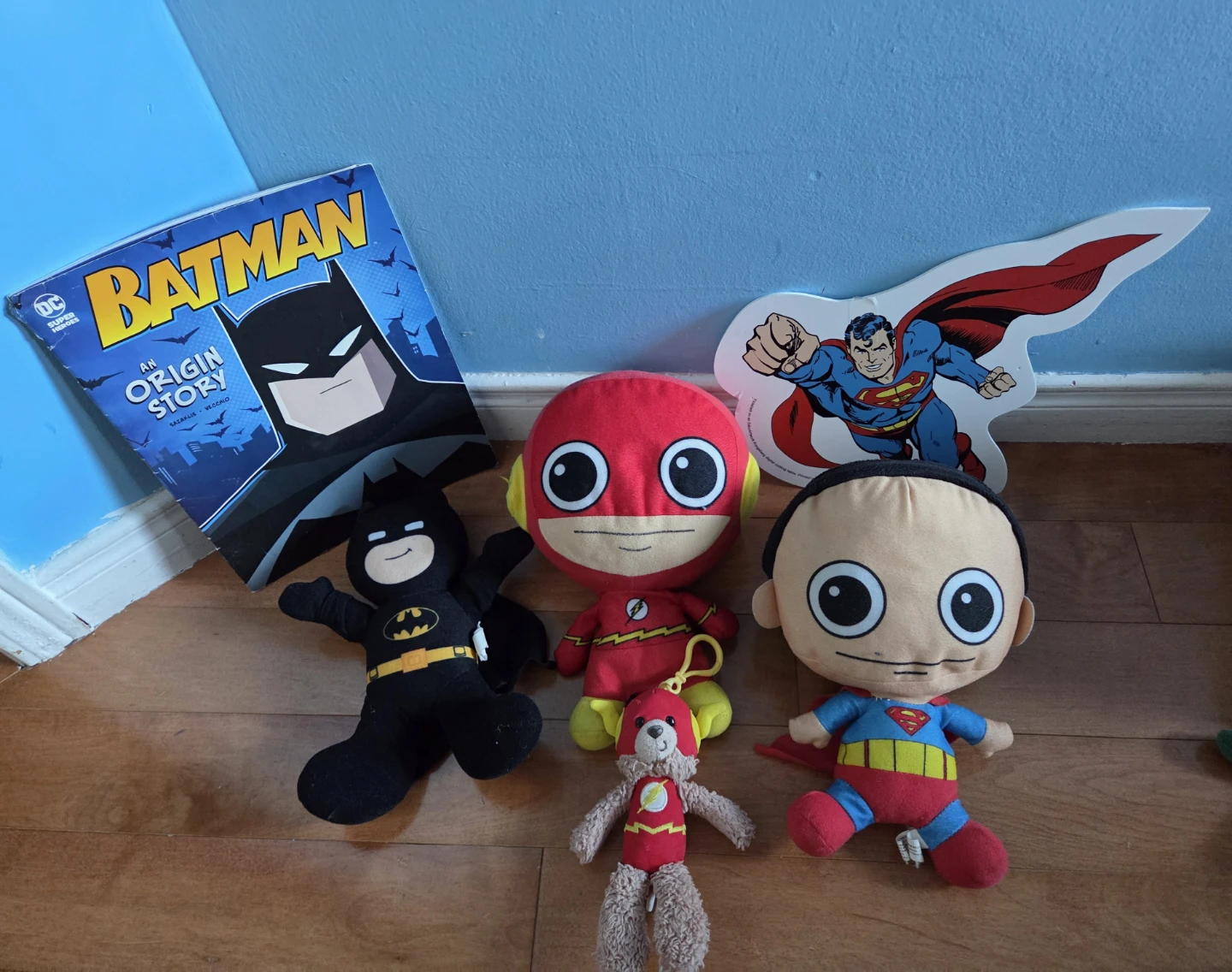 DC Comics Batman, Superman, Flash Plush Toys & Book Set