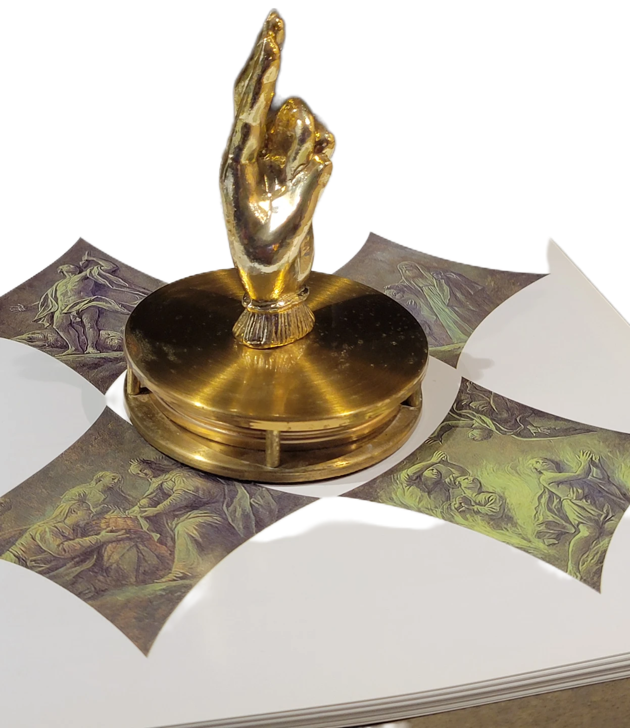 Vintage Brass Buddha Mudra Hand Figurine with Magnifying Glass - photo 2